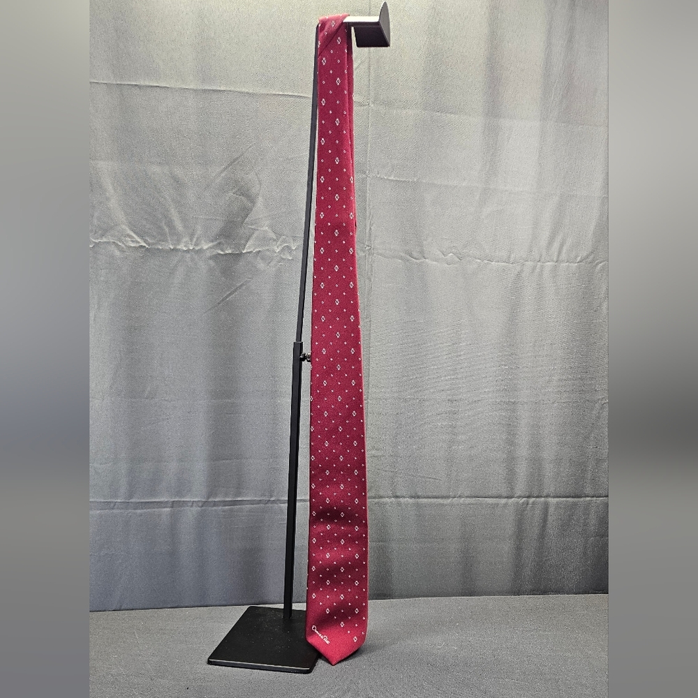 Oscar de la Renta silk vintage neck tie Men Burgundy White